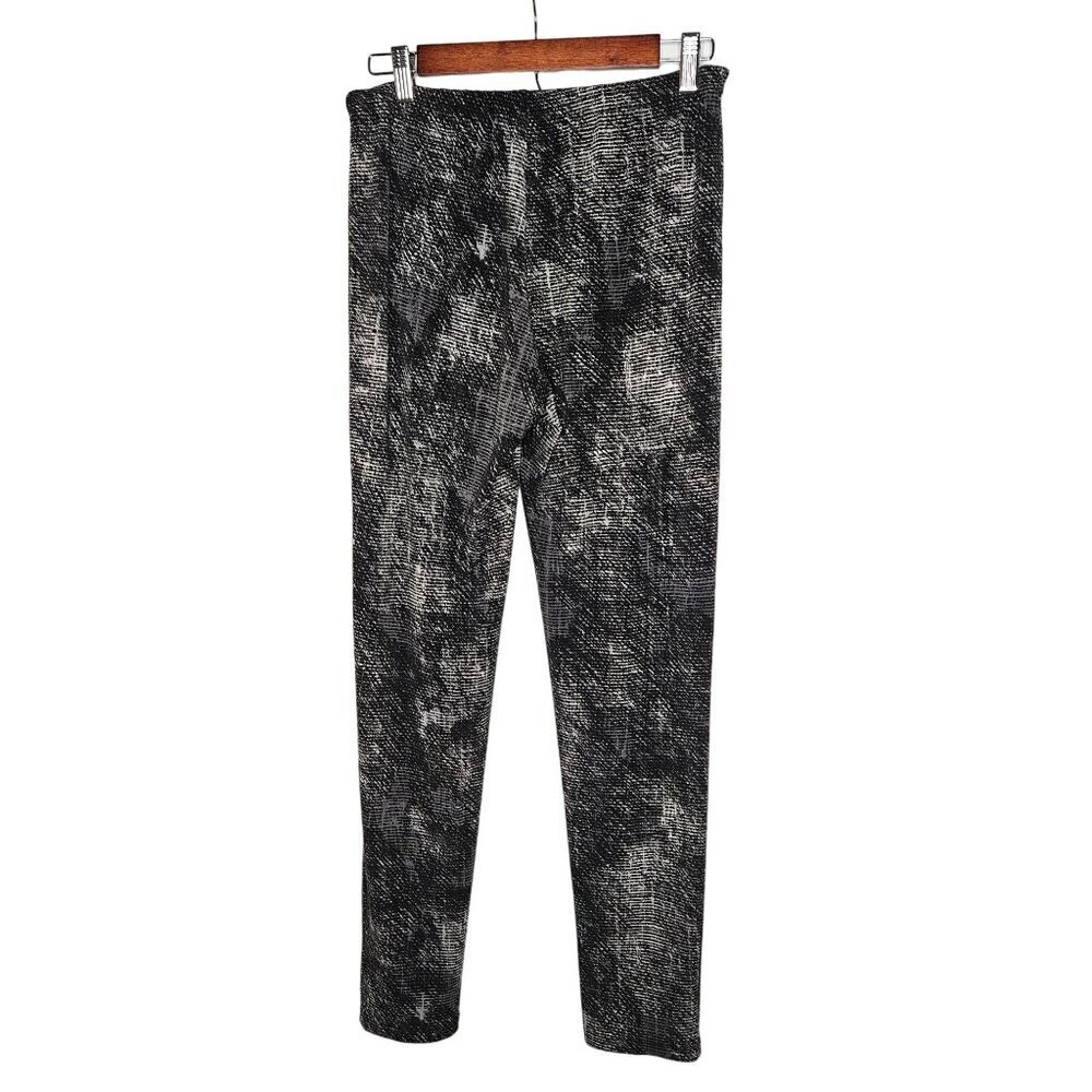 Clara SunWoo Knit Leggings XL Grey Black Abstract Print Stretch Pull On Comfy